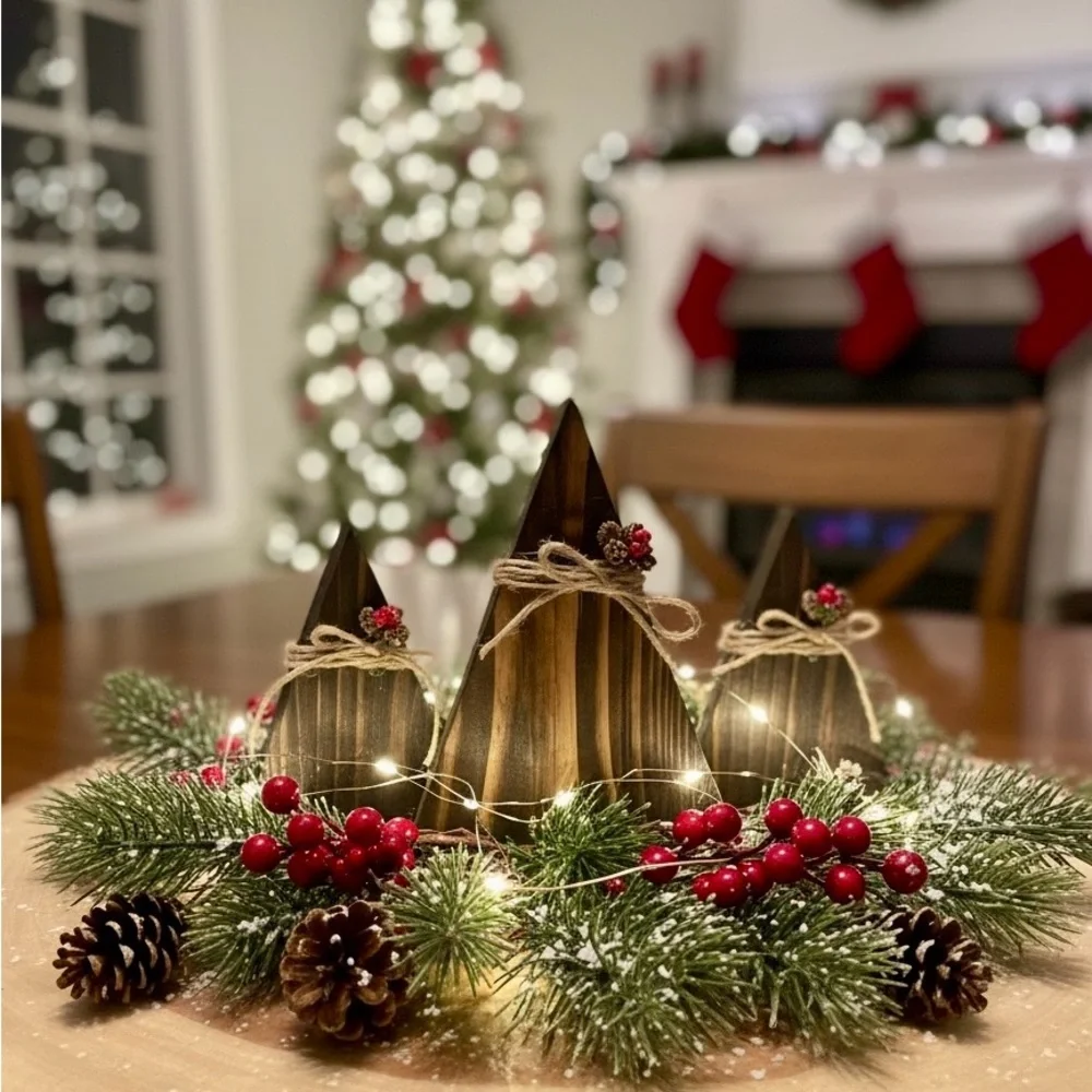 Rustic Holiday Wooden Tree Set - Picture 2 of 2